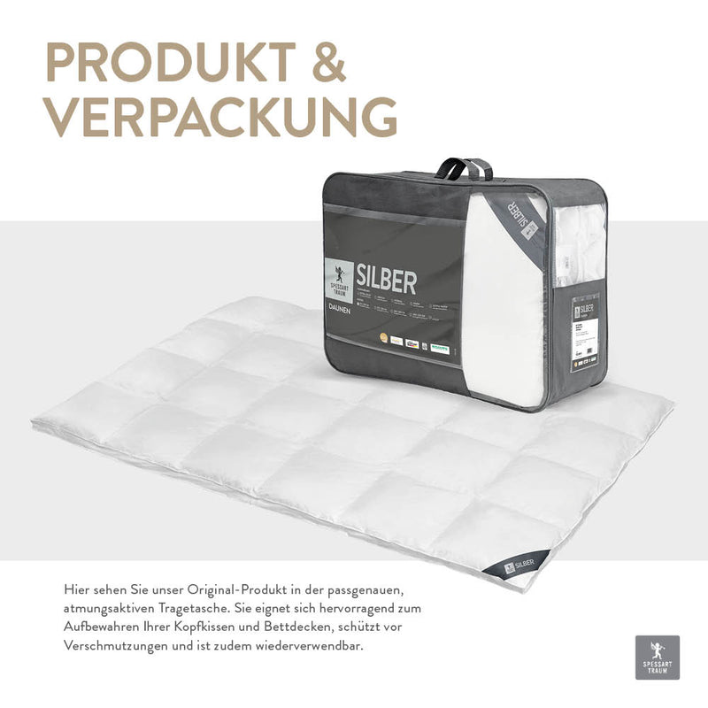 Spessarttraum SILBER 100% Daunendecke Winter, warm