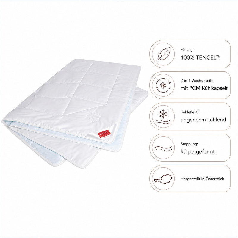 Hefel Cool - die Kühle, 100% TENCEL™ mit Kühlkapseln, Naturfaserdecke, Sommer